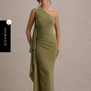 Elegant Olive Green One-Shoulder Dress